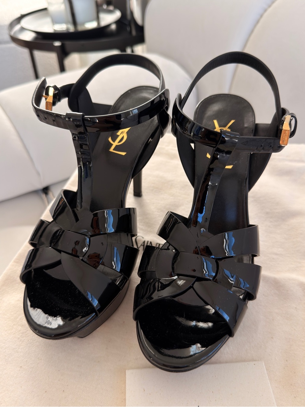 YVES SAINT LAURENT Tribute Platform Sandals In Patent Leather Size 36 NEW $1150 - Picture 5 of 8